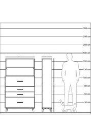 Arges Dolap 2 Raflı 4 Çekmeceli 88x30x163 Antrasit-Antrasit