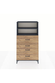 Arges Dolap 2 Raflı 4 Çekmeceli 88x30x163 Antrasit-Çam