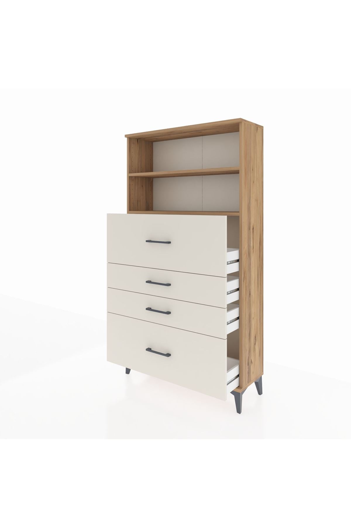 Arges Dolap 2 Raflı 4 Çekmeceli 88x30x163 Çam-Aytaşı