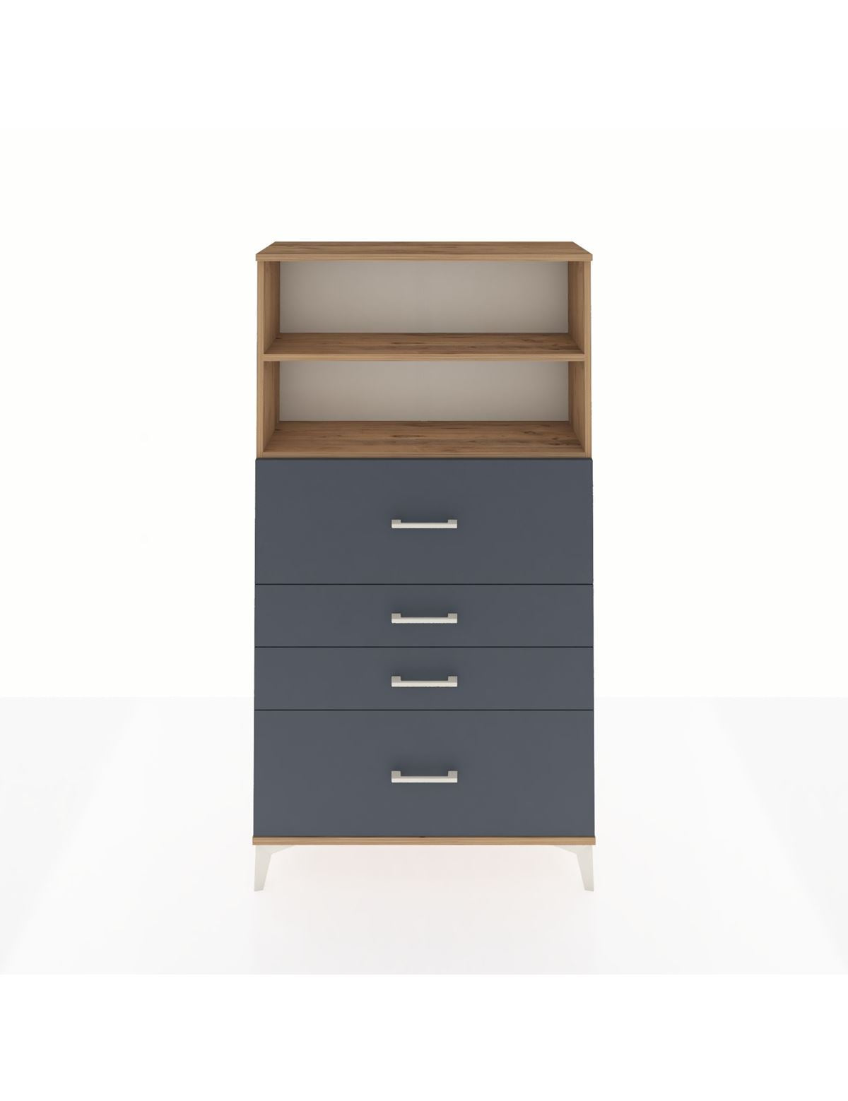 Arges Dolap 2 Raflı 4 Çekmeceli 88x30x163 Çam-Antrasit