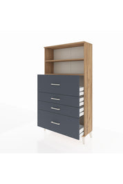 Arges Dolap 2 Raflı 4 Çekmeceli 88x30x163 Çam-Antrasit