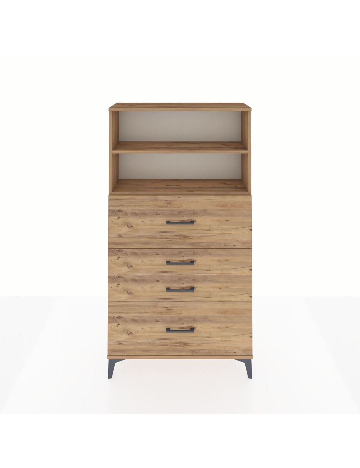 Arges Dolap 2 Raflı 4 Çekmeceli 88x30x163 Çam-Çam