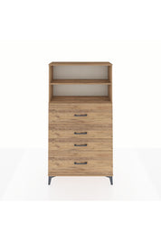 Arges Dolap 2 Raflı 4 Çekmeceli 88x30x163 Çam-Çam