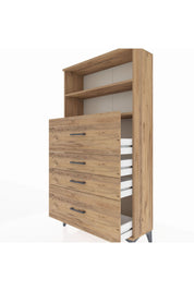 Arges Dolap 2 Raflı 4 Çekmeceli 88x30x163 Çam-Çam