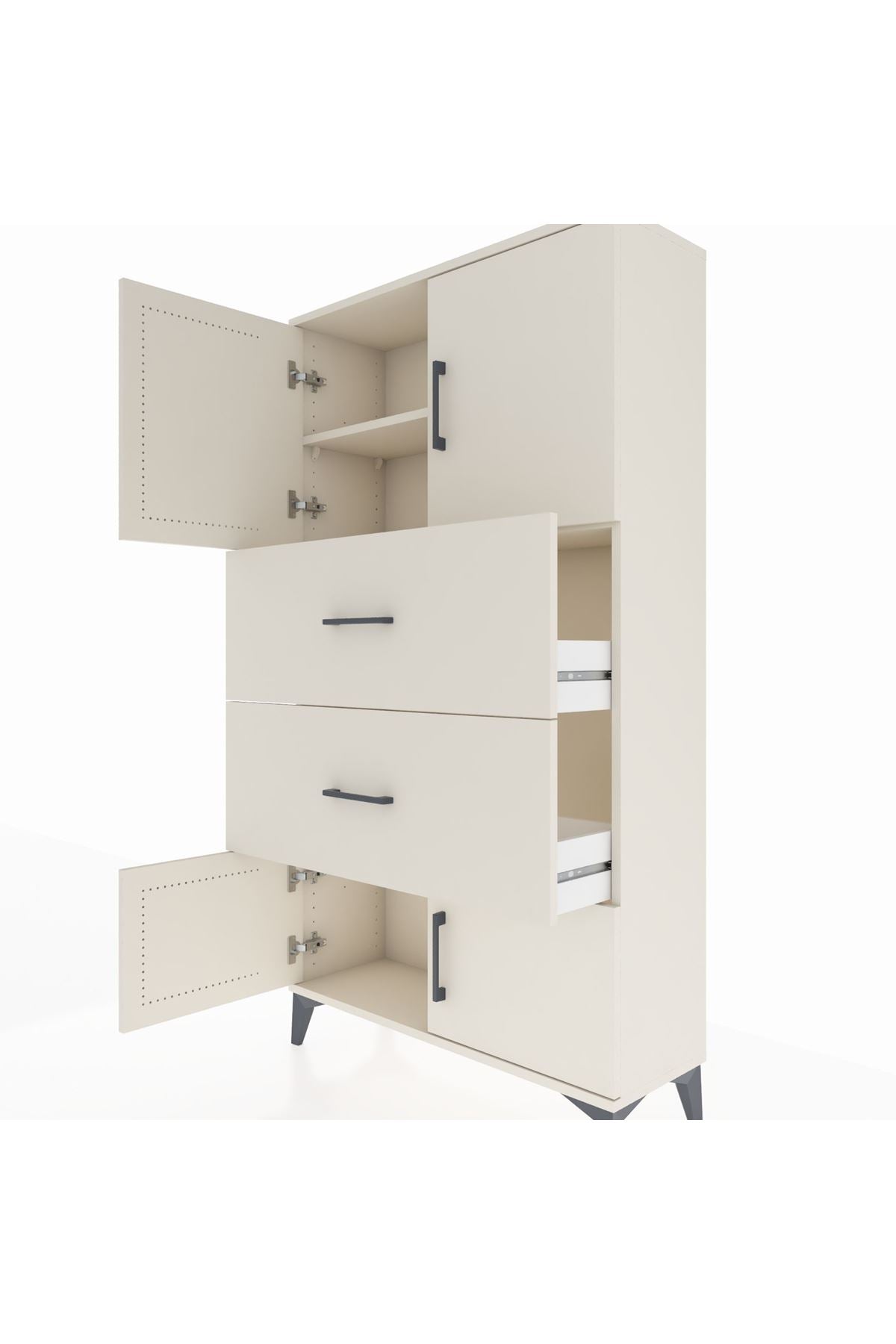 Arges Dolap 2 Raflı 2 Çekmeceli 4 Kapaklı 88x30x163 Aytaşı-Aytaşı