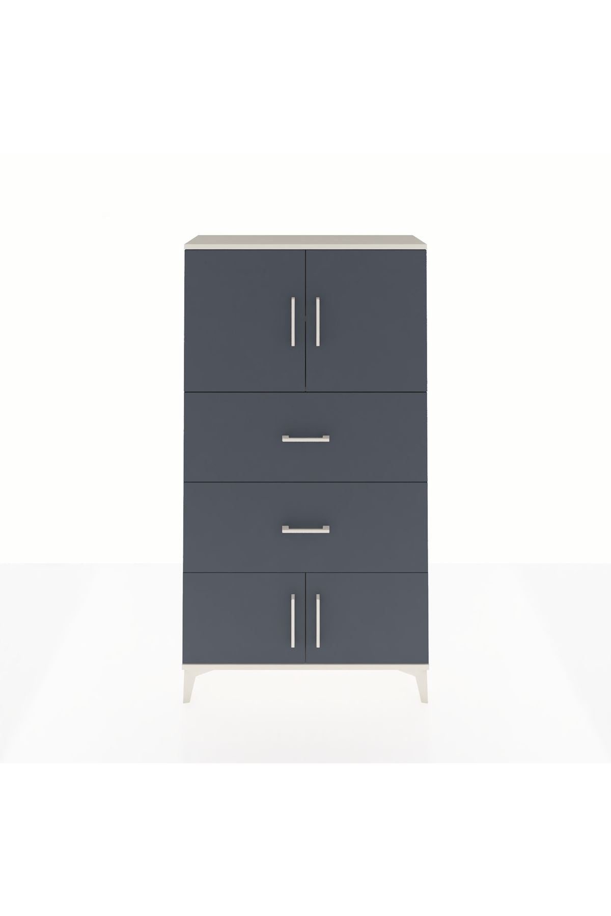 Arges Dolap 2 Raflı 2 Çekmeceli 4 Kapaklı 88x30x163 Aytaşı-Antrasit