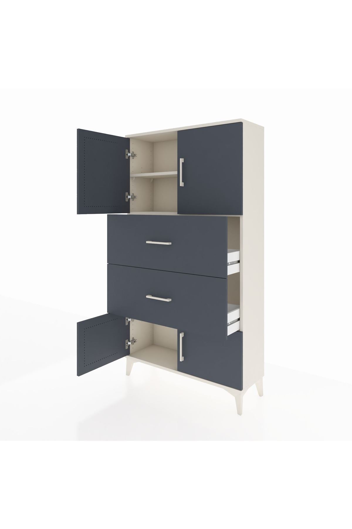 Arges Dolap 2 Raflı 2 Çekmeceli 4 Kapaklı 88x30x163 Aytaşı-Antrasit