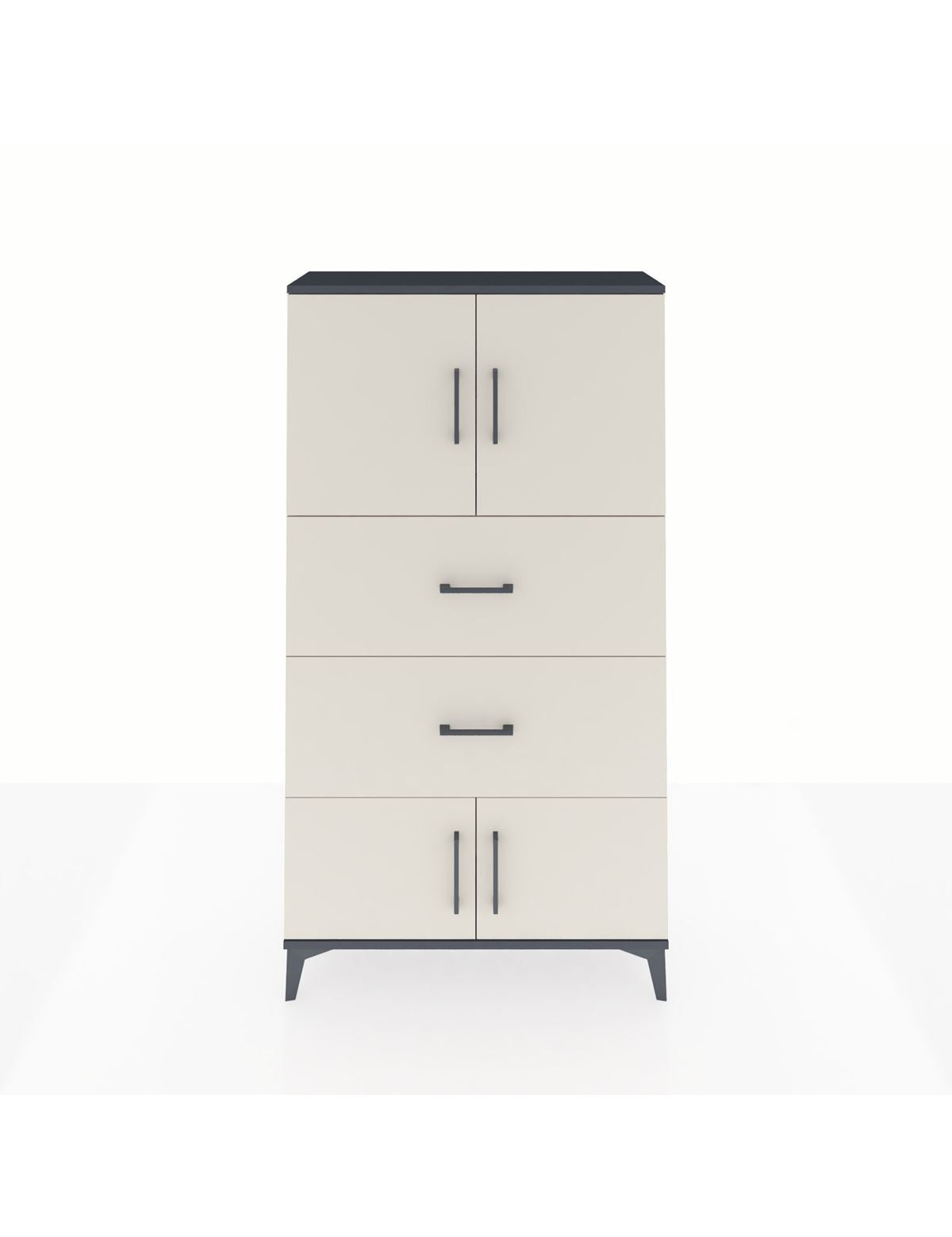 Arges Dolap 2 Raflı 2 Çekmeceli 4 Kapaklı 88x30x163 Antrasit-Aytaşı