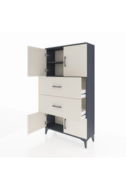 Arges Dolap 2 Raflı 2 Çekmeceli 4 Kapaklı 88x30x163 Antrasit-Aytaşı