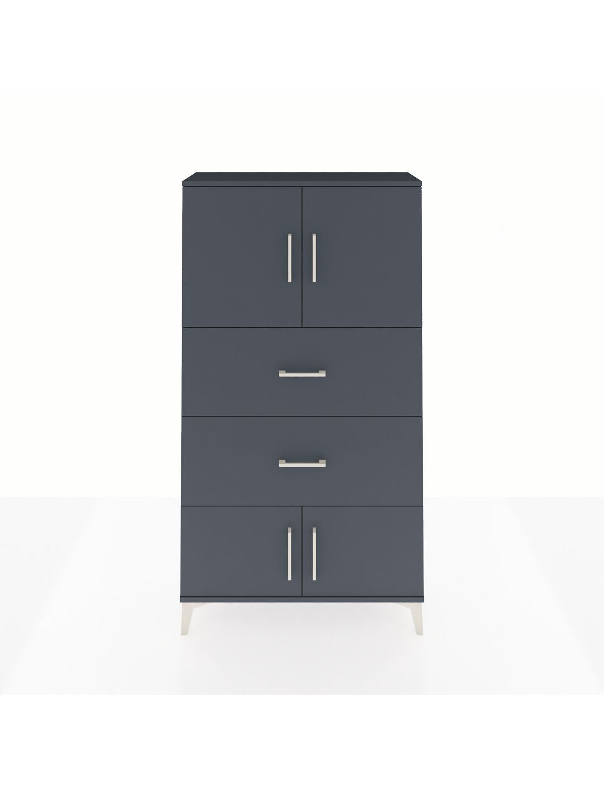 Arges Dolap 2 Raflı 2 Çekmeceli 4 Kapaklı 88x30x163 Antrasit-Antrasit