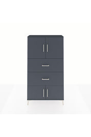 Arges Dolap 2 Raflı 2 Çekmeceli 4 Kapaklı 88x30x163 Antrasit-Antrasit