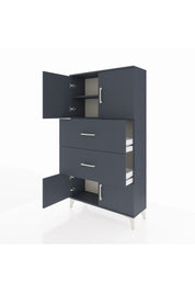 Arges Dolap 2 Raflı 2 Çekmeceli 4 Kapaklı 88x30x163 Antrasit-Antrasit