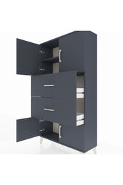 Arges Dolap 2 Raflı 2 Çekmeceli 4 Kapaklı 88x30x163 Antrasit-Antrasit