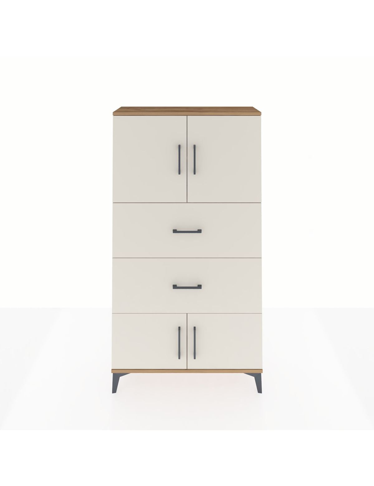 Arges Dolap 2 Raflı 2 Çekmeceli 4 Kapaklı 88x30x163 Çam-Aytaşı