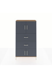 Arges Dolap 2 Raflı 2 Çekmeceli 4 Kapaklı 88x30x163 Çam-Antrasit