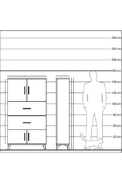 Arges Dolap 2 Raflı 2 Çekmeceli 4 Kapaklı 88x30x163 Çam-Çam
