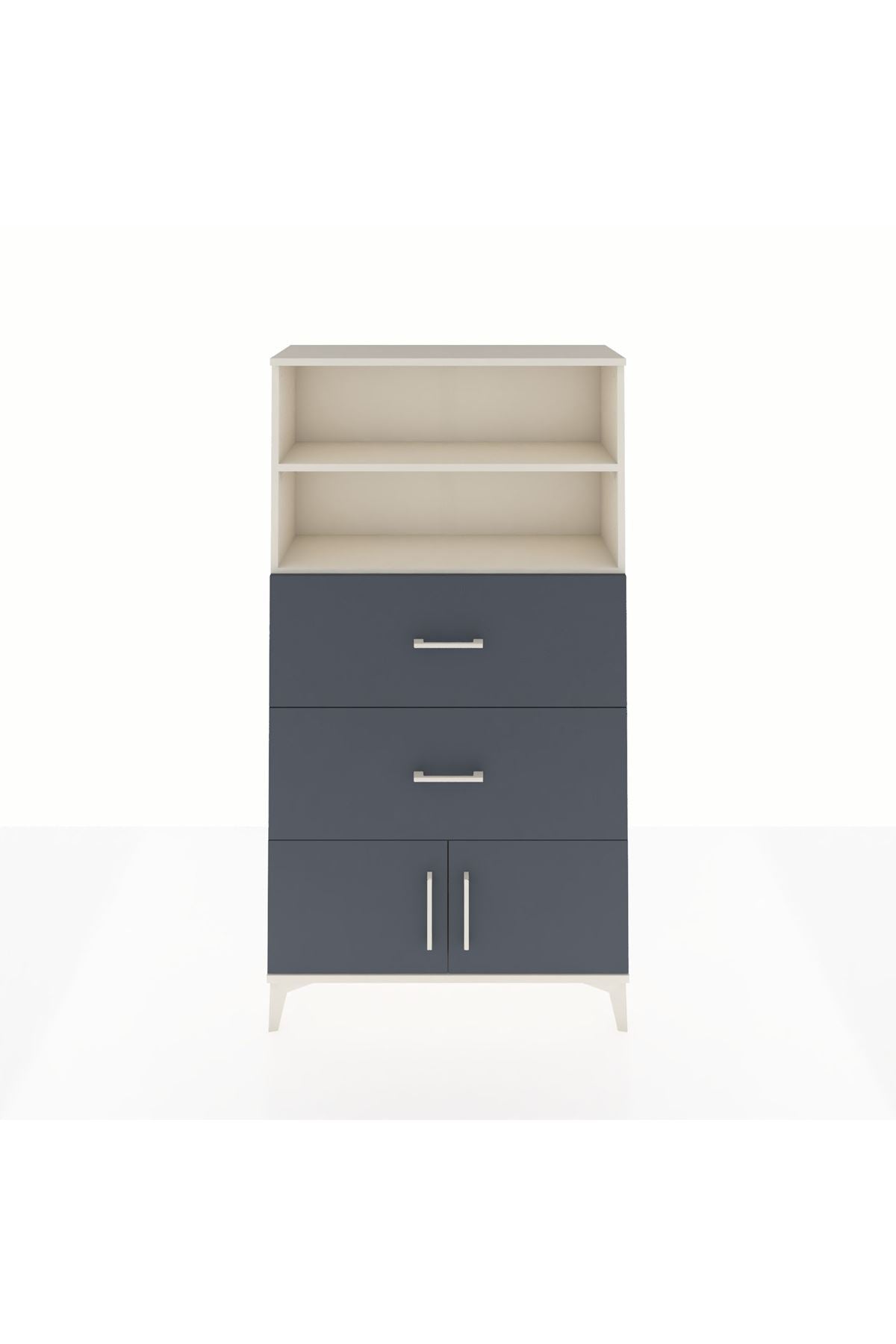 Arges Dolap 2 Raflı 2 Çekmeceli 2 Kapaklı 88x30x163 Aytaşı-Antrasit