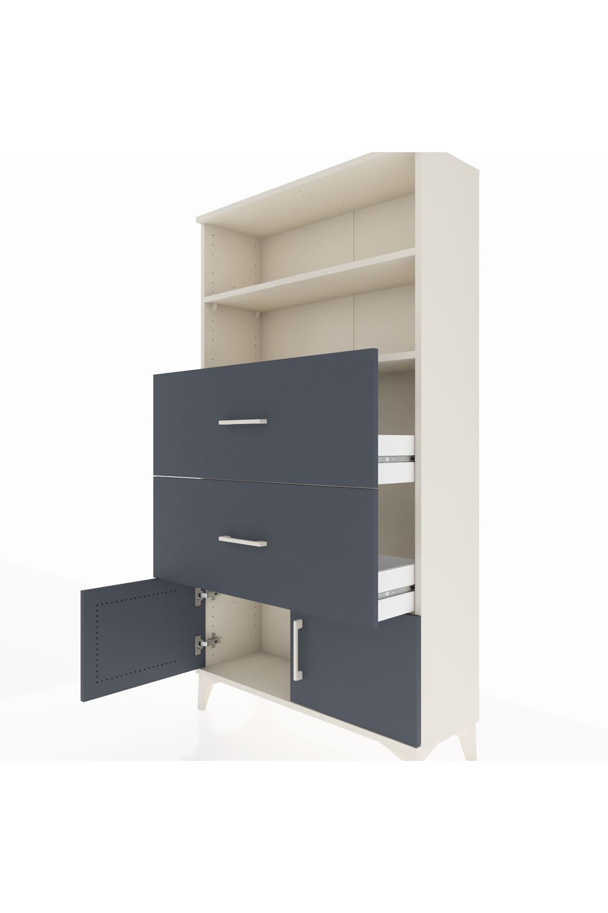 Arges Dolap 2 Raflı 2 Çekmeceli 2 Kapaklı 88x30x163 Aytaşı-Antrasit