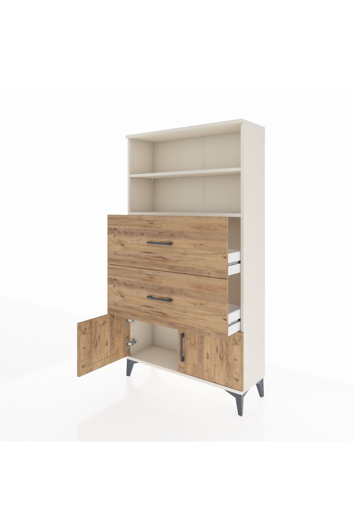 Arges Dolap 2 Raflı 2 Çekmeceli 2 Kapaklı 88x30x163 Aytaşı-Çam