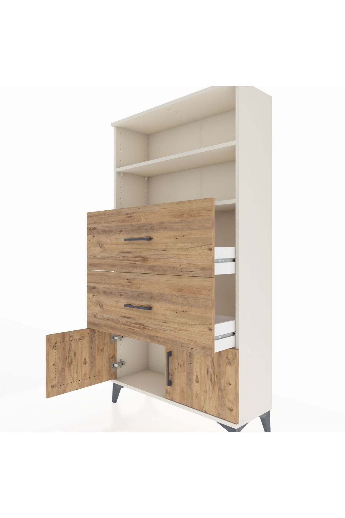 Arges Dolap 2 Raflı 2 Çekmeceli 2 Kapaklı 88x30x163 Aytaşı-Çam