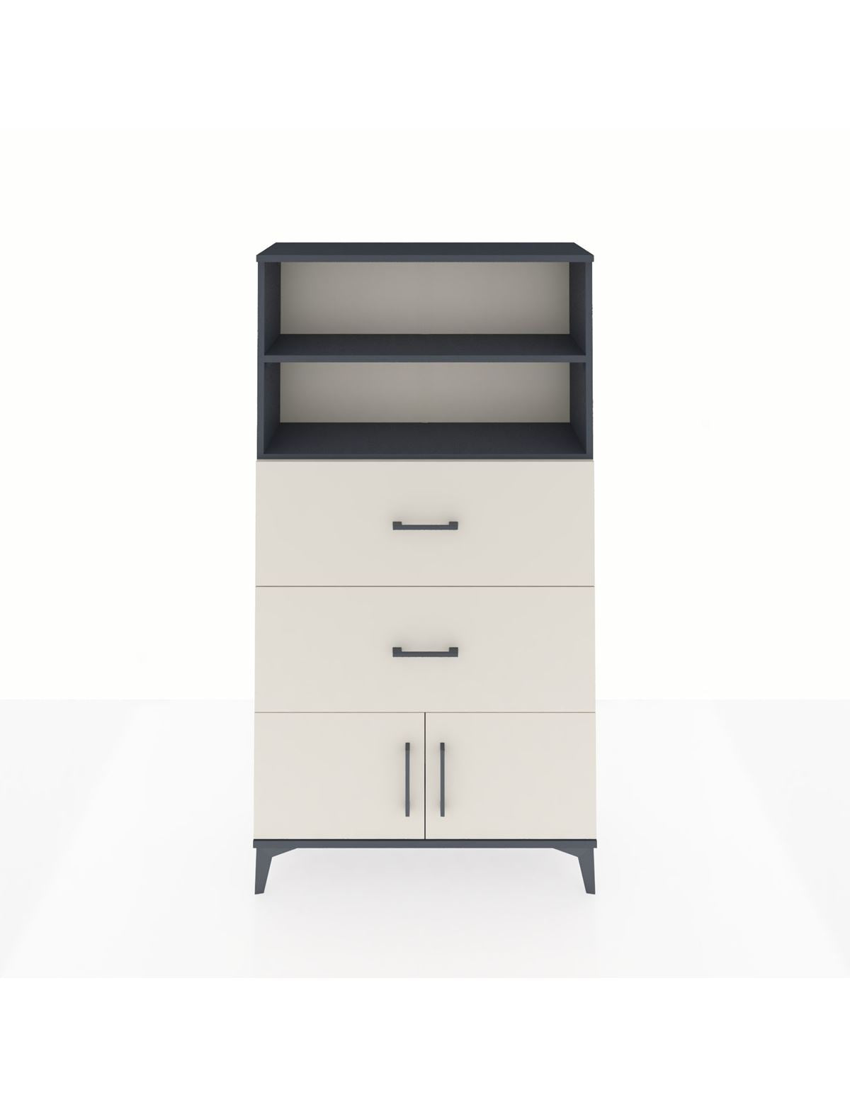 Arges Dolap 2 Raflı 2 Çekmeceli 2 Kapaklı 88x30x163 Antrasit-Aytaşı