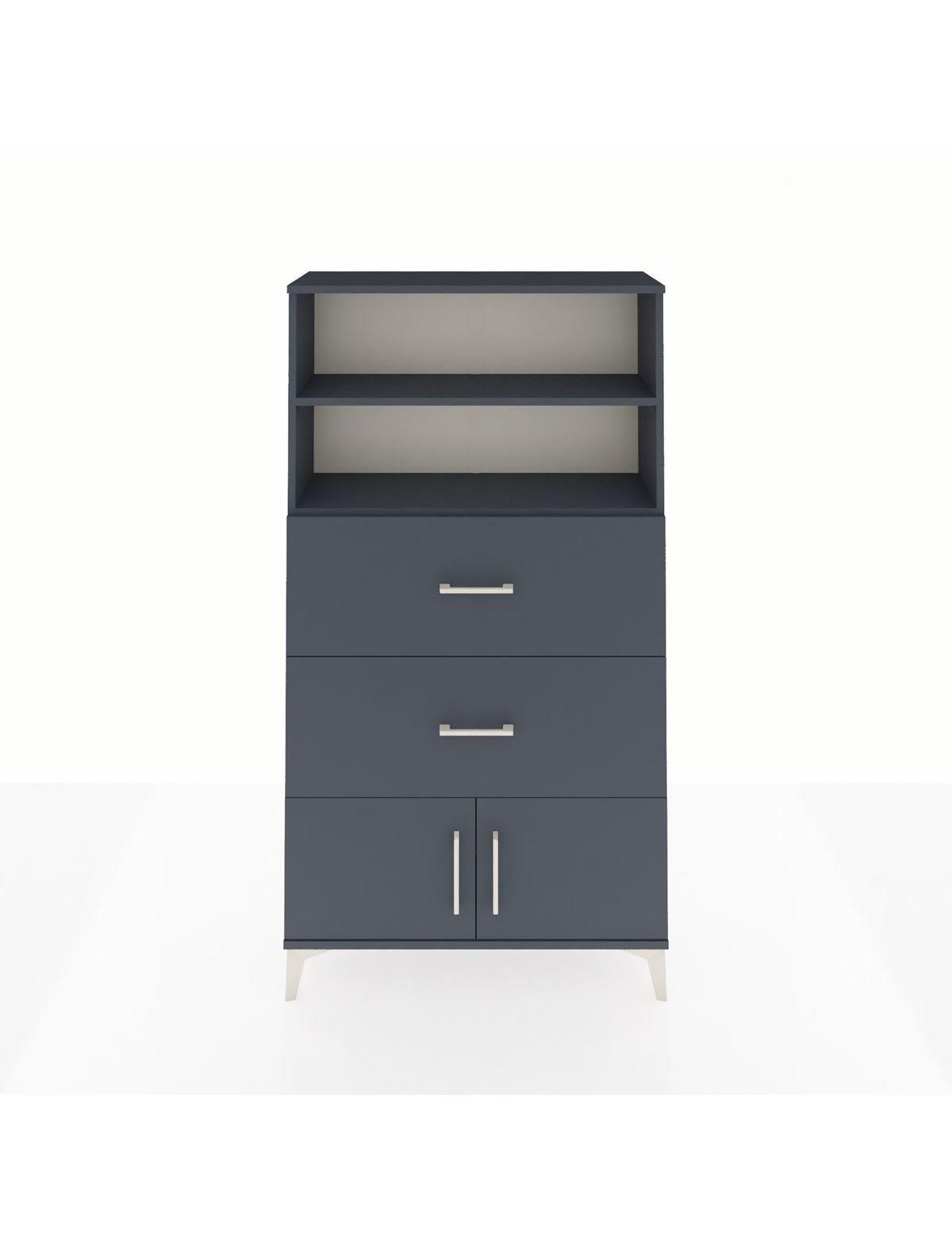 Arges Dolap 2 Raflı 2 Çekmeceli 2 Kapaklı 88x30x163 Antrasit-Antrasit