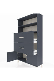 Arges Dolap 2 Raflı 2 Çekmeceli 2 Kapaklı 88x30x163 Antrasit-Antrasit