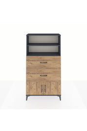 Arges Dolap 2 Raflı 2 Çekmeceli 2 Kapaklı 88x30x163 Antrasit-Çam