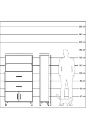 Arges Dolap 2 Raflı 2 Çekmeceli 2 Kapaklı 88x30x163 Antrasit-Çam