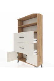 Arges Dolap 2 Raflı 2 Çekmeceli 2 Kapaklı 88x30x163 Çam-Aytaşı