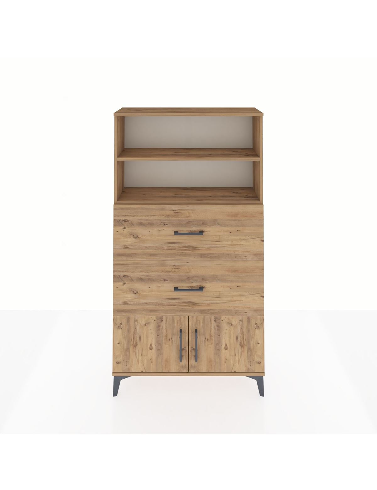 Arges Dolap 2 Raflı 2 Çekmeceli 2 Kapaklı 88x30x163 Çam-Çam