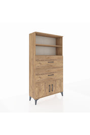Arges Dolap 2 Raflı 2 Çekmeceli 2 Kapaklı 88x30x163 Çam-Çam