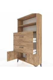 Arges Dolap 2 Raflı 2 Çekmeceli 2 Kapaklı 88x30x163 Çam-Çam