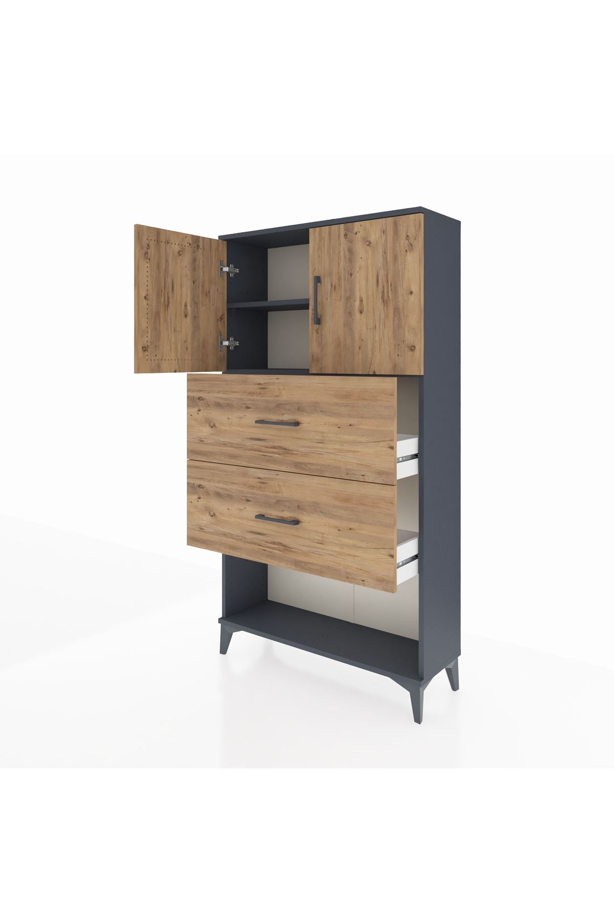 Arges Dolap 2 Raflı 2 Çekmeceli 2 Kapaklı 88x30x163 Aytaşı-Aytaşı