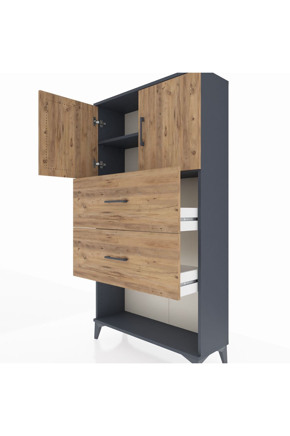 Arges Dolap 2 Raflı 2 Çekmeceli 2 Kapaklı 88x30x163 Aytaşı-Aytaşı