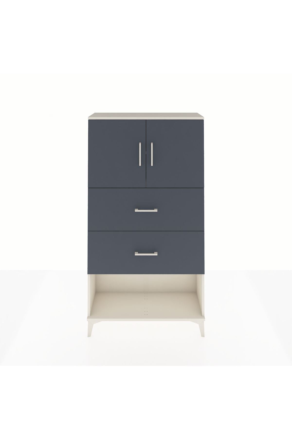 Arges Dolap 2 Raflı 2 Çekmeceli 2 Kapaklı 88x30x163 Aytaşı-Antrasit