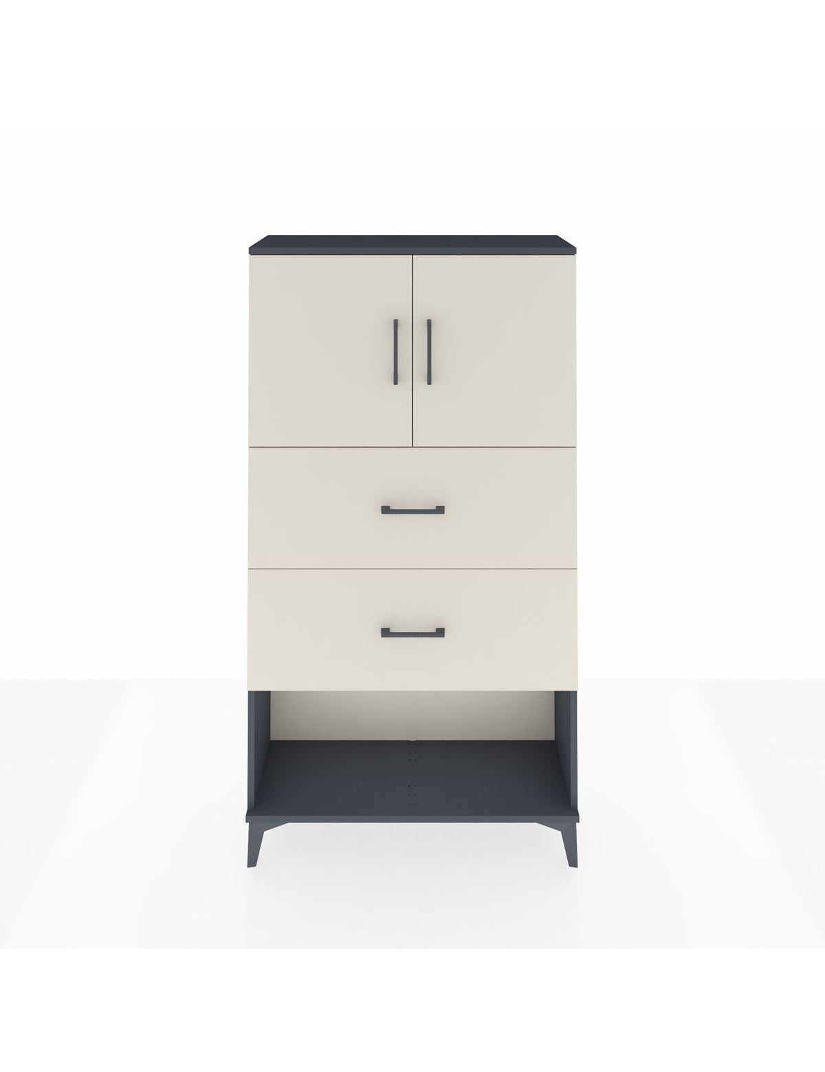 Arges Dolap 2 Raflı 2 Çekmeceli 2 Kapaklı 88x30x163 Antrasit-Aytaşı