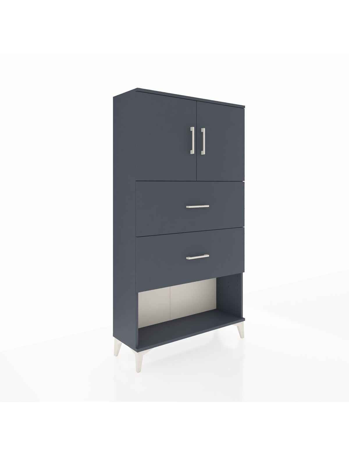 Arges Dolap 2 Raflı 2 Çekmeceli 2 Kapaklı 88x30x163 Antrasit-Aytaşı