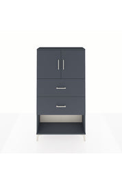 Arges Dolap 2 Raflı 2 Çekmeceli 2 Kapaklı 88x30x163 Antrasit-Antrasit