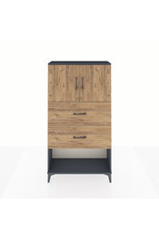 Arges Dolap 2 Raflı 2 Çekmeceli 2 Kapaklı 88x30x163 Antrasit-Çam