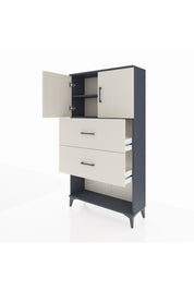 Arges Dolap 2 Raflı 2 Çekmeceli 2 Kapaklı 88x30x163 Antrasit-Çam