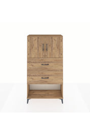 Arges Dolap 2 Raflı 2 Çekmeceli 2 Kapaklı 88x30x163 Çam-Antrasit