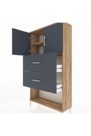 Arges Dolap 2 Raflı 2 Çekmeceli 2 Kapaklı 88x30x163 Çam-Aytaşı