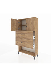 Arges Dolap 2 Raflı 2 Çekmeceli 2 Kapaklı 88x30x163 Çam-Antrasit