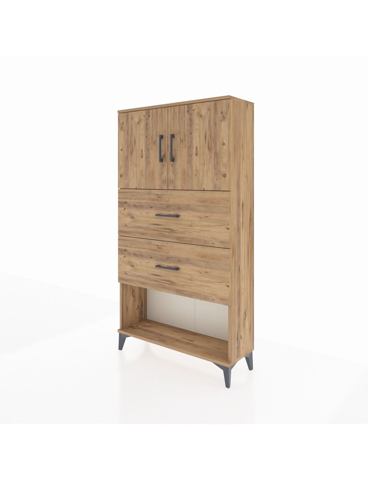 Arges Dolap 2 Raflı 2 Çekmeceli 2 Kapaklı 88x30x163 - S21M035V8A