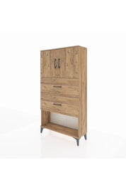 Arges Dolap 2 Raflı 2 Çekmeceli 2 Kapaklı 88x30x163 Çam-Antrasit