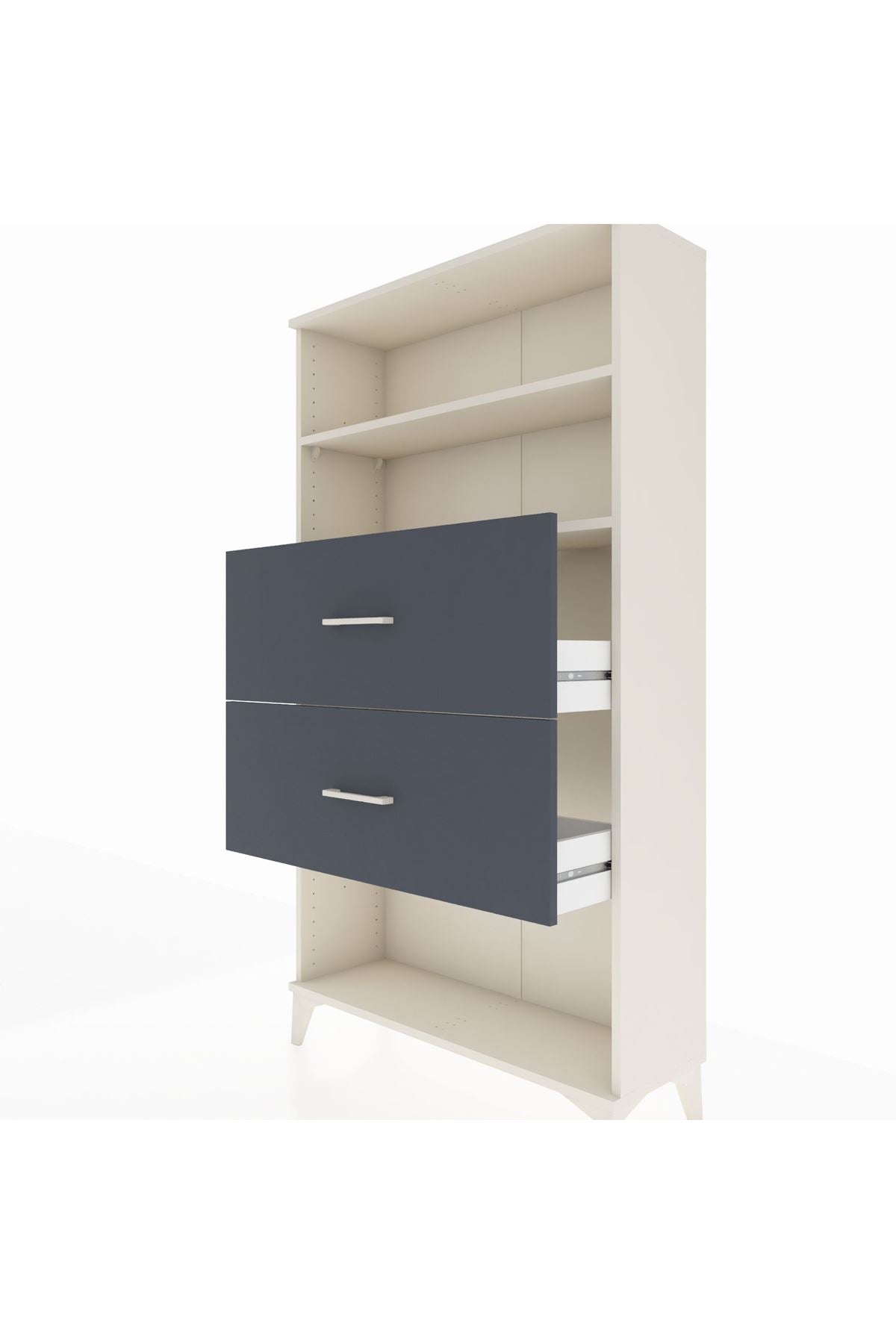 Arges Dolap 2 Raflı 2 Çekmeceli 88x30x163 Aytaşı-Antrasit