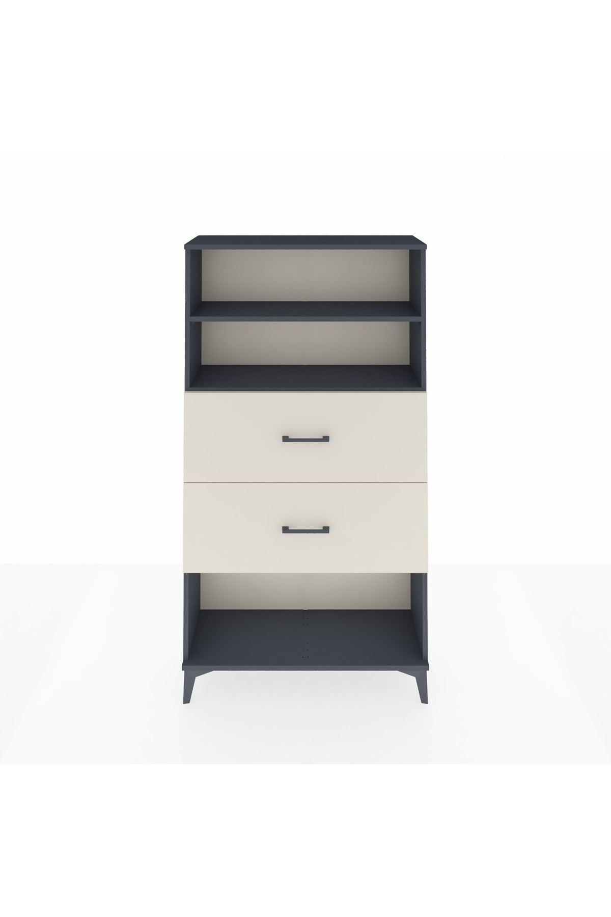 Arges Dolap 2 Raflı 2 Çekmeceli 88x30x163 Antrasit-Aytaşı