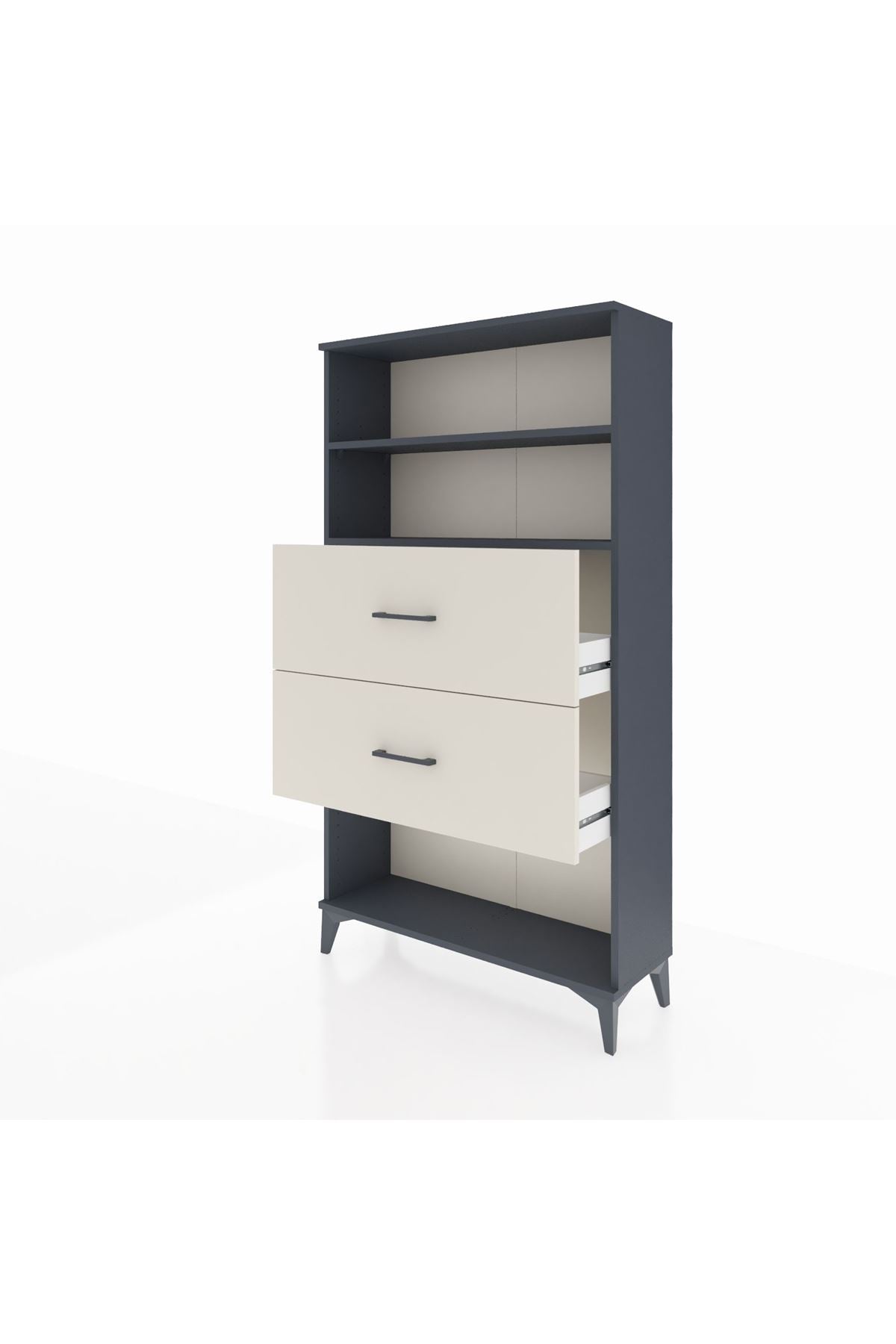 Arges Dolap 2 Raflı 2 Çekmeceli 88x30x163 Antrasit-Aytaşı