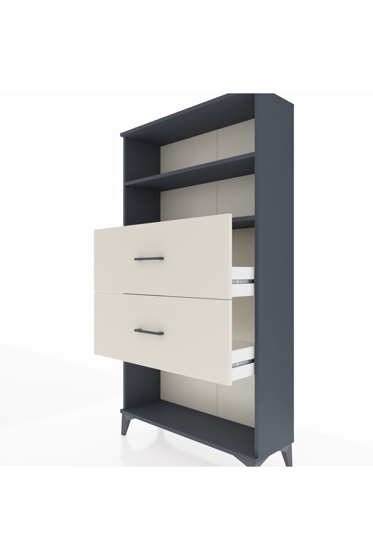 Arges Dolap 2 Raflı 2 Çekmeceli 88x30x163 Antrasit-Aytaşı